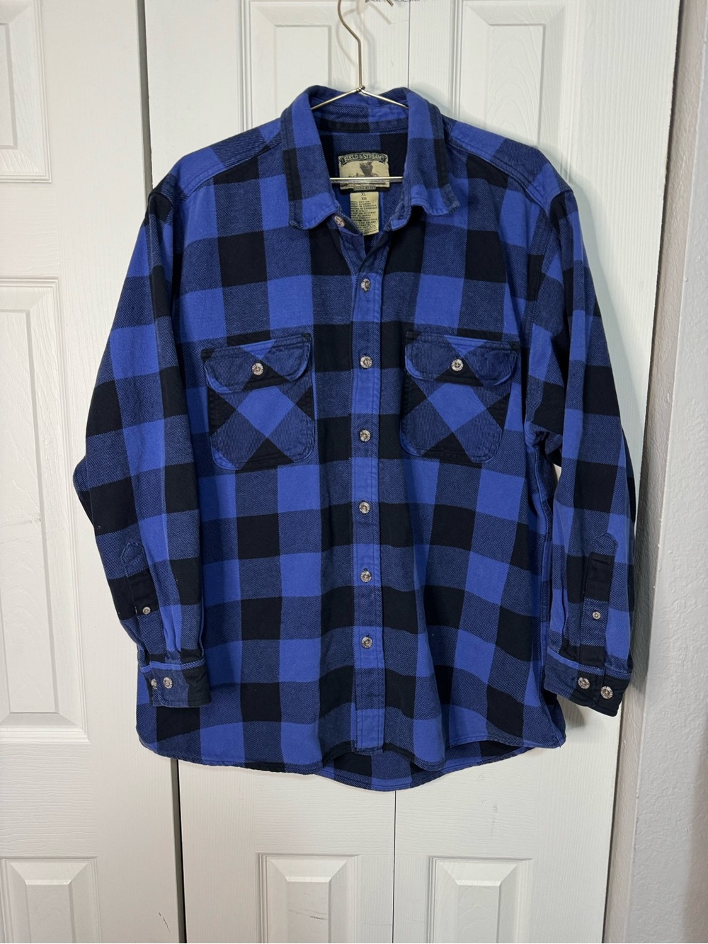 Men's Blue and Black Buffalo Plaid Flannel Shirt